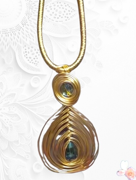 Cato Jewelry - Cato 1946 Wire Wrapped Statement Pendant Necklace Teardrop Gold Tone 53